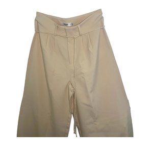 Missguided Cream Wide Leg Pants Women's Size US 10 High-Waisted Tailored Pants